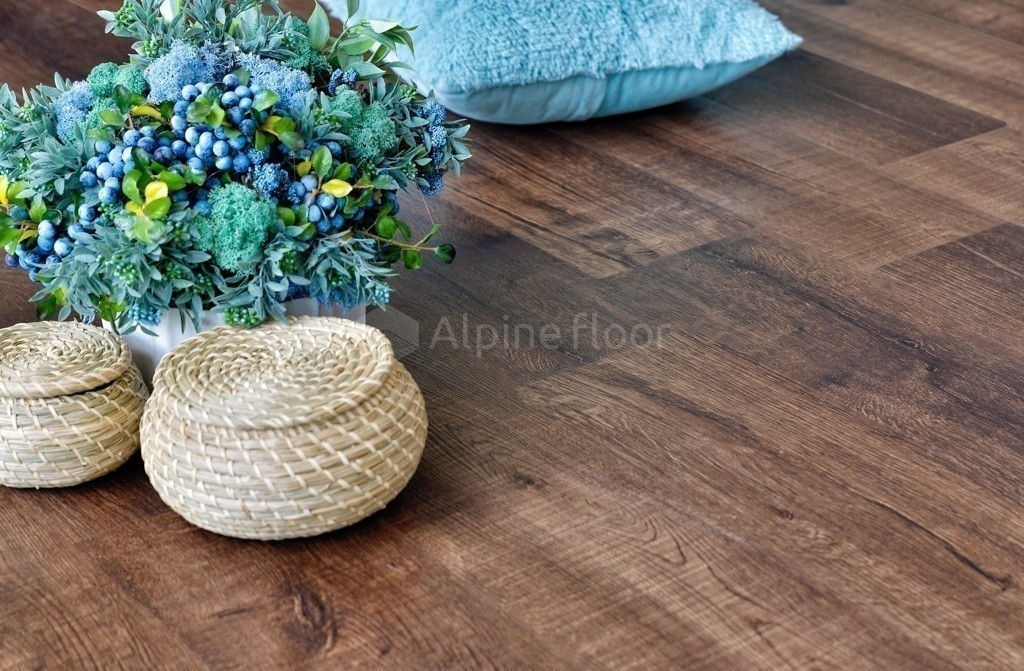 Замковая ПВХ плитка "Alpine Floor" Дуб Мокка Синхронное тиснение  (1220*183*6мм) — купить в Шахтах
