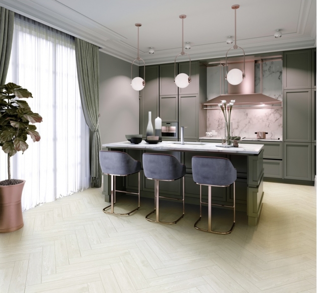 Виниловый ламинат SPC "Cronafloor" Herringbone Дуб Нант (640*128*4,5 мм) — купить в Шахтах