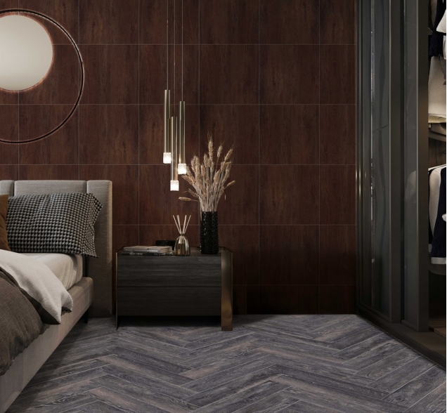 Виниловый ламинат SPC "Cronafloor" Herringbone Дуб Бордо (640*128*4,5 мм) — купить в Шахтах